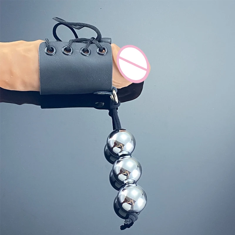 Free Custom Box - Penis Ring 3 Metal Balls Heavy Weight Hanger Stretcher Extender Enlarge Malet Cock Male Chastity Device