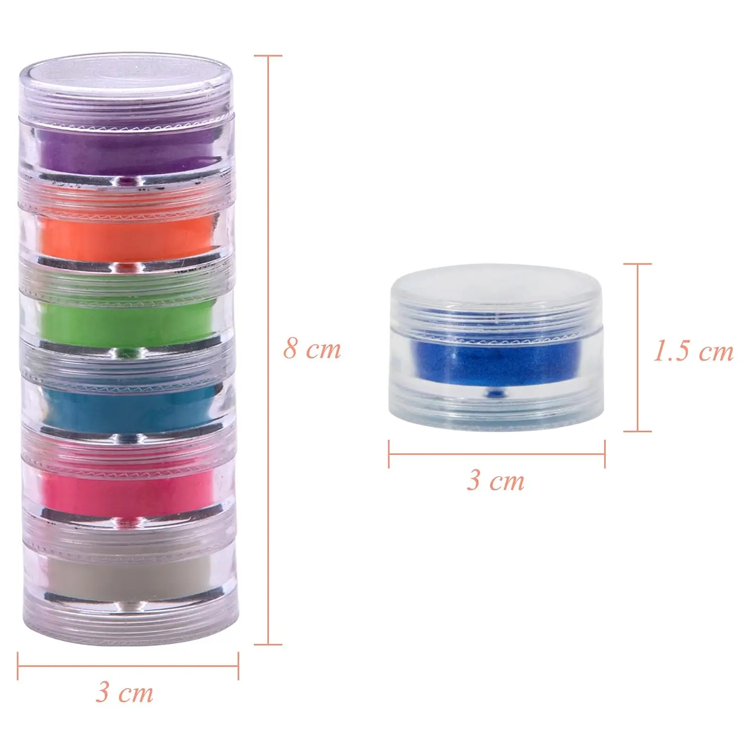 6 colors/set acrylic nail pigment pearlescent powder rainbow colors iridescent eco-friendly neon fluorescent powder for nails