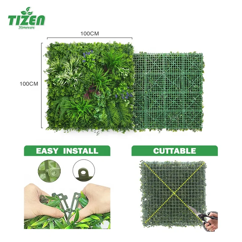УФ-стойкая 3d-панель Tizen для украшения улицы и помещения искусственная трава растение стена из