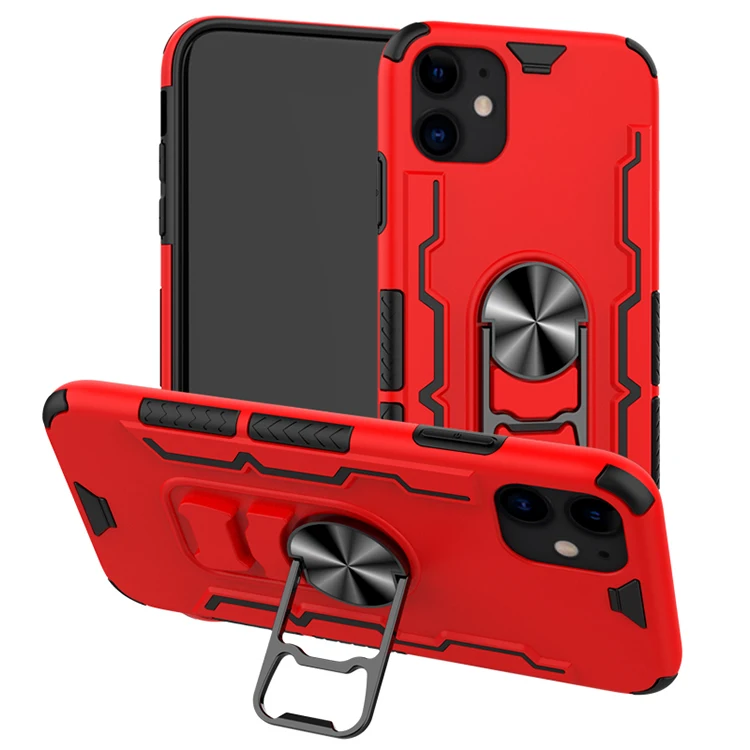 Hot Selling 360 Rotating Convenient Car Holder Hybrid Back Cover TPU Bumper Metal Kickstand Phone Case For iphone 11 6.1