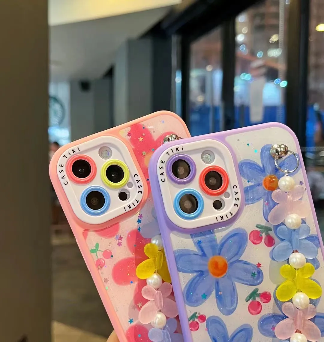 custom shockproof cell phone case manufacturer 3d printing bling glitter powder glue drop mobile phone case for iPhone14