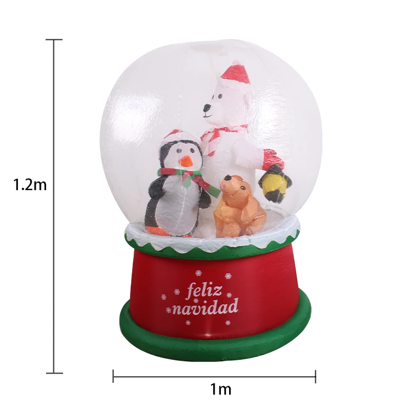 1,2 м/4 фута, надувные рождественские снежки, украшенные на заказ, надувные снежки для двора, светодиодные фонари