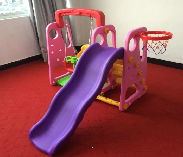 Cheap Baby Indoor And Outdoor Toys Plastic 3 In 1 Slide And Swing Set