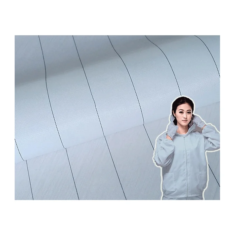 Ready to ship 99%polyester 1%carbon stripe twill anti-static fabric for worwear uniform shirts