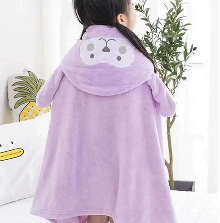 wholesale   Baby Bath Towel Flannel Fleece Cartoon Baby Hooded Poncho Towel