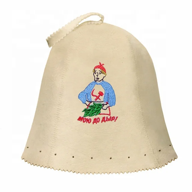 Customized logo nature 100% wool felt sauna hat cap