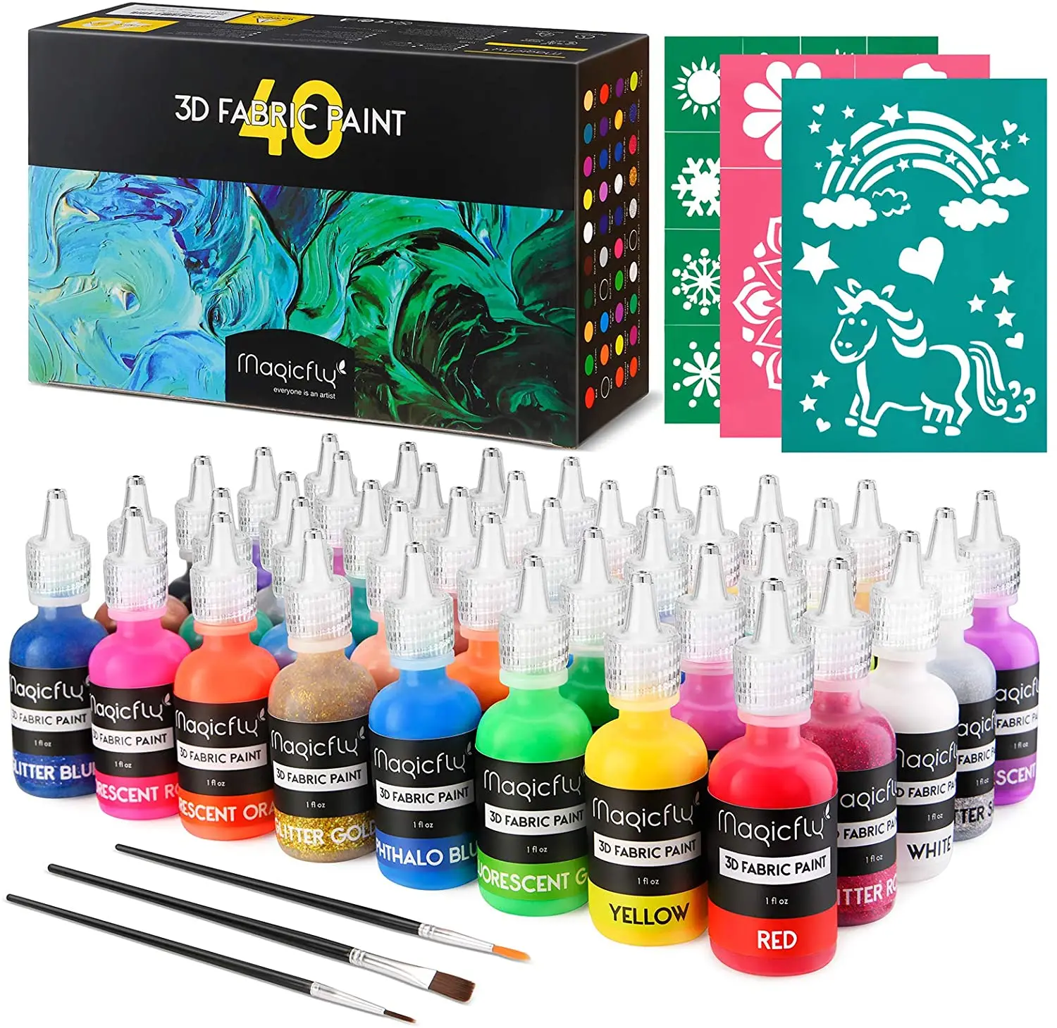 Permanent Fabric Paint With Fluorescent Glow in the Dark Glitter Metallic Colors for Clothing T-Shirt Glass