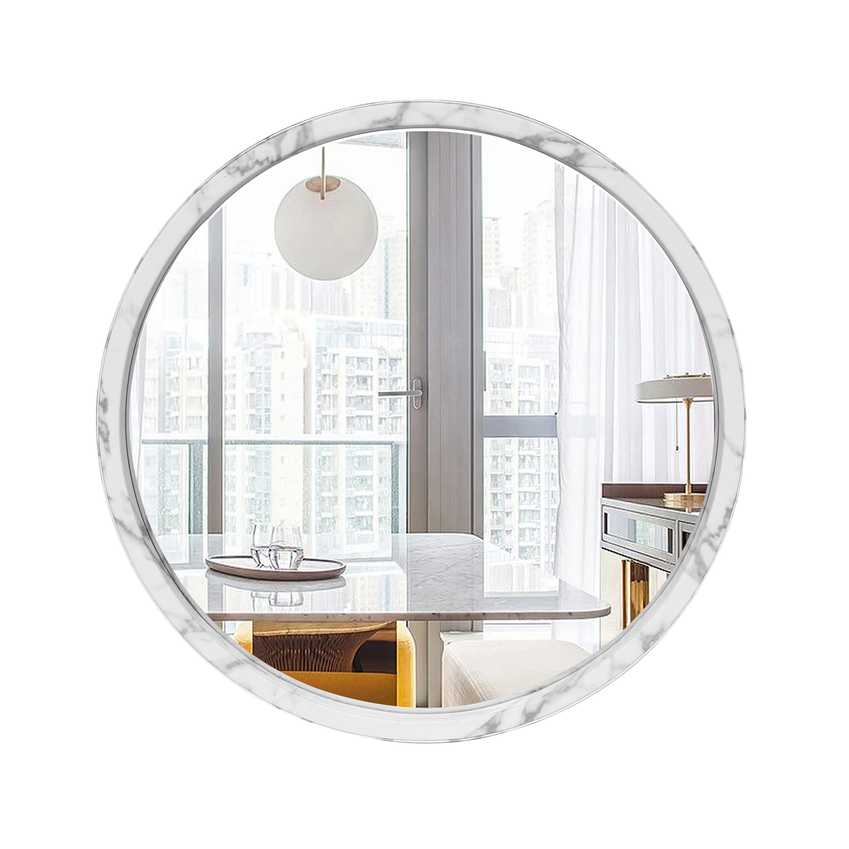 
Modern Italy Minimalist Decorative Wall Mirror Marble Framed Mirror For Family Living Room And Bedroom 