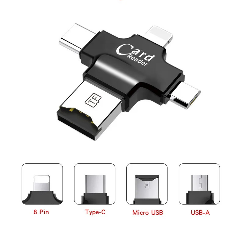  4 в 1 Usb Otg флэш-накопитель 3 0 внешнее хранилище для Iphone Ios Lightning Android Windows Samsung телефонов Type C