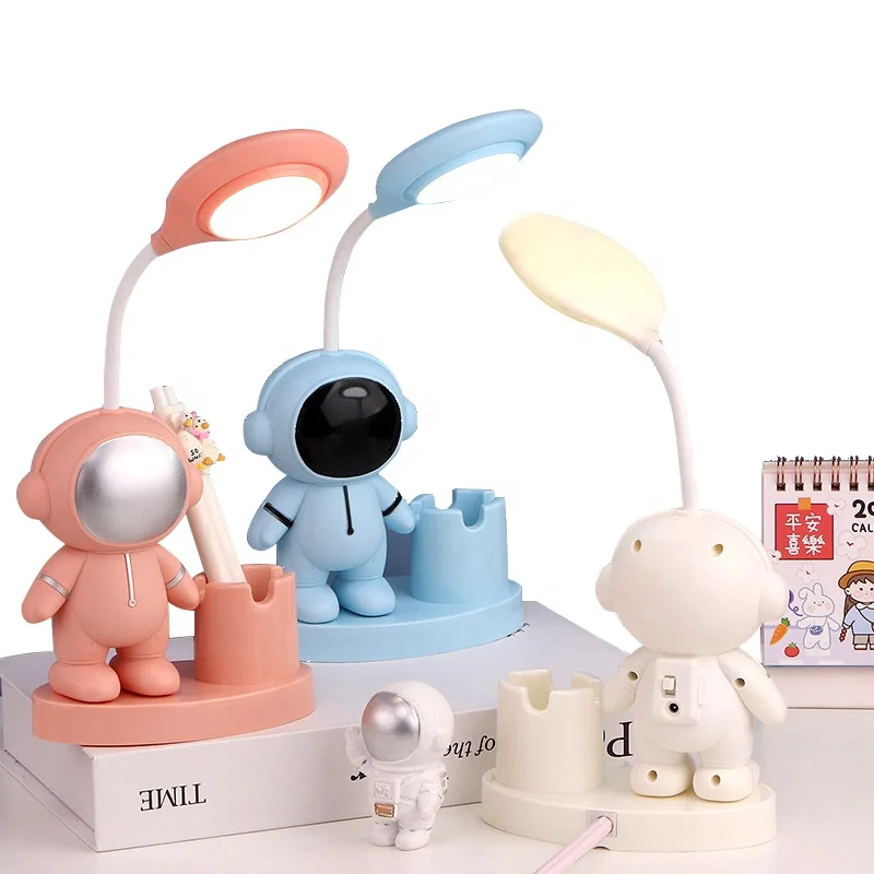 Astronaut Pen Holder Table Lamp Pencil Sharpener Desktop Ornament Lamp Pole Can Be Bent Freely The Light Is Comfortable And Soft