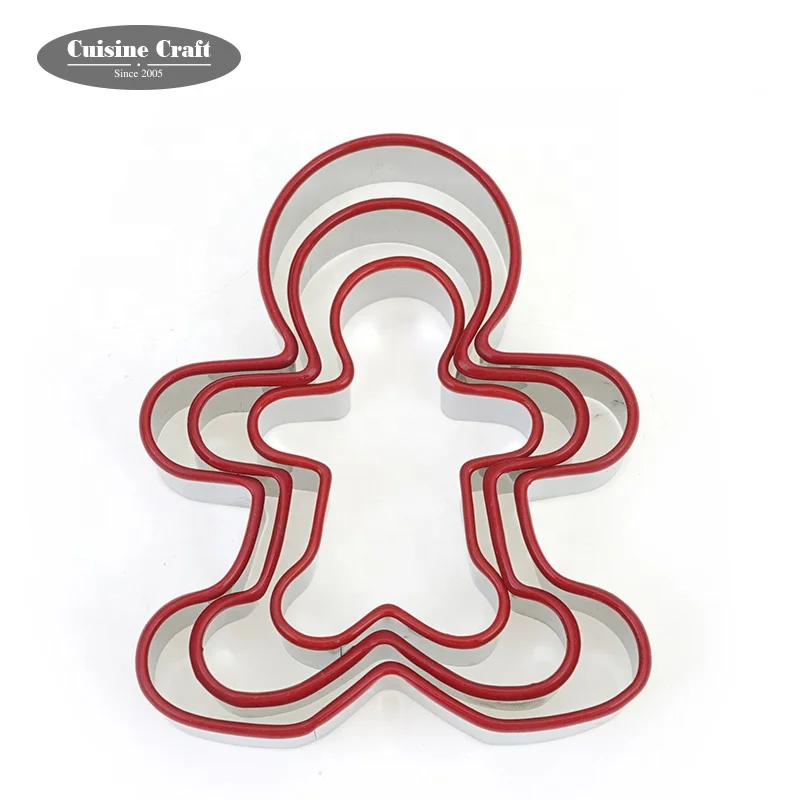 LFGB Custom Stainless Steel Christmas gingerbread tree snowflake with  Silicone edge Biscuit Cookie Cutter sets