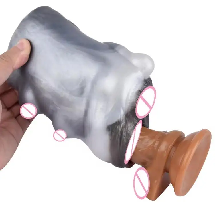 2024 Liquid Silicone Male Masturbators Lifelike Animal Stroker Sex dolls Cow Masturbation Cup Anal Pussy Sex Toys For Men Adult%
