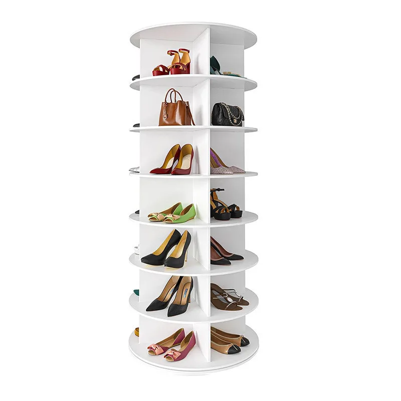 Hot Sell Customize PVC 360 Rotating Shoe Rack Tall Tower Organizer 7 Tier Shoe Cabinet Rack