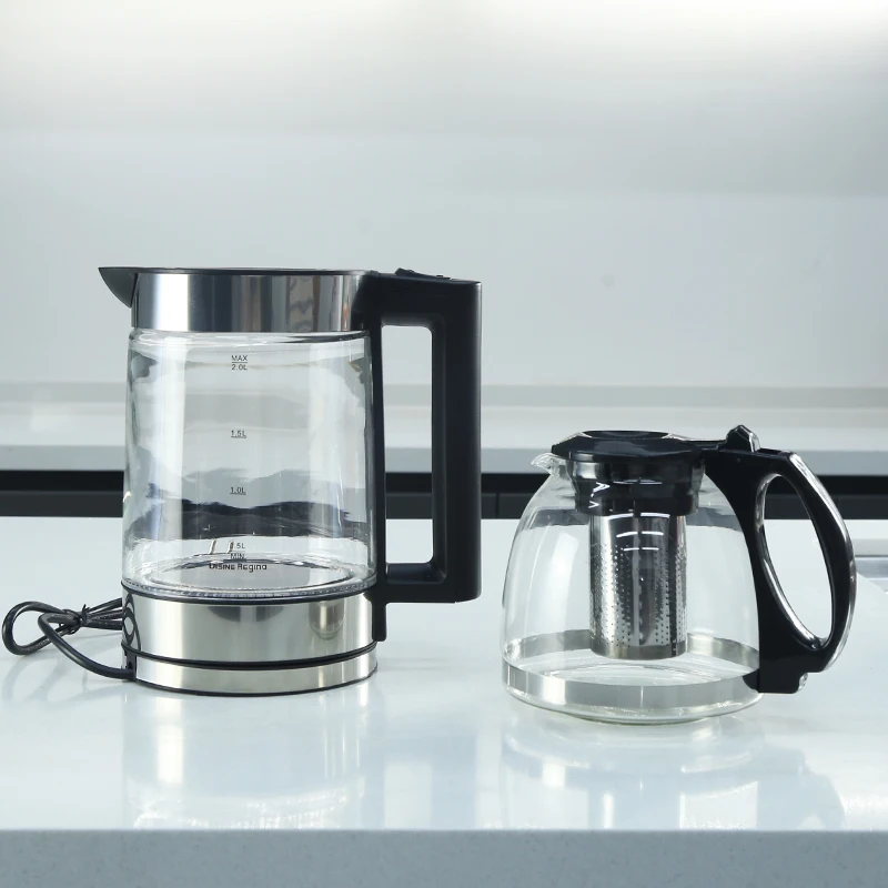 High borosilicate glass 1.8L stainless steel blue LED lights heat up the fast electric kettle