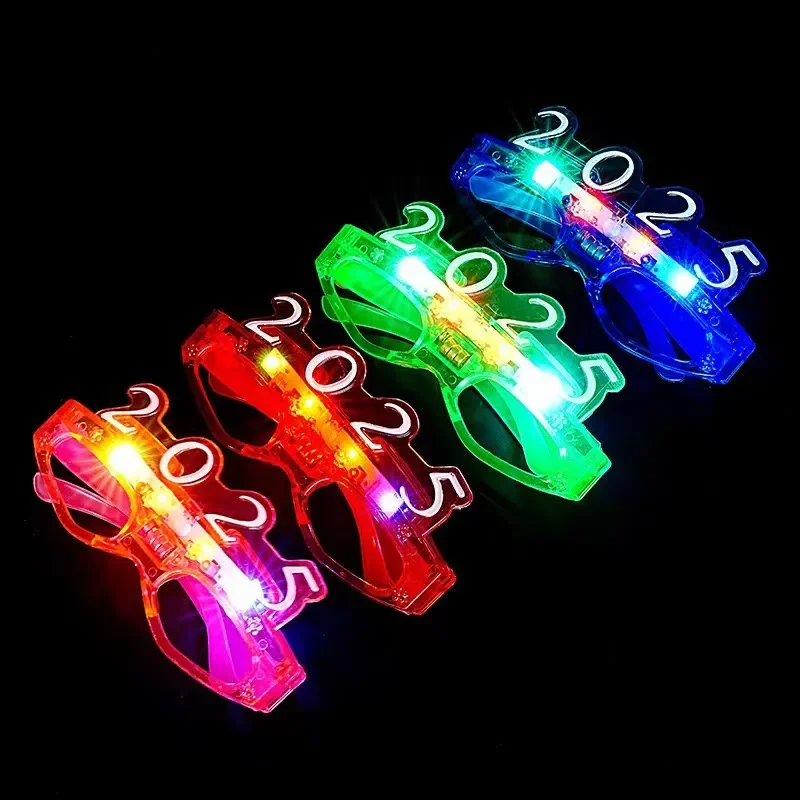 MADESHINE 2025 Luminous Digital New Year Eve Christmas Carnival Party Glowing in The Dark Light Up Flashing Led Glasses