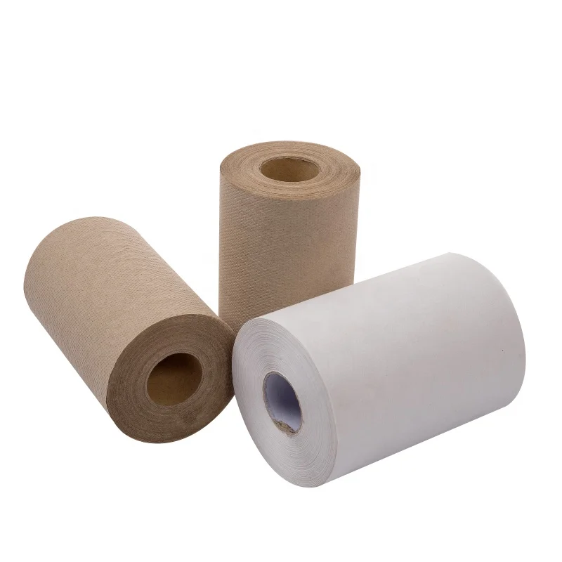 Disposable 1 ply customization Recycled Kraft 600ft washroom hand roll towel
