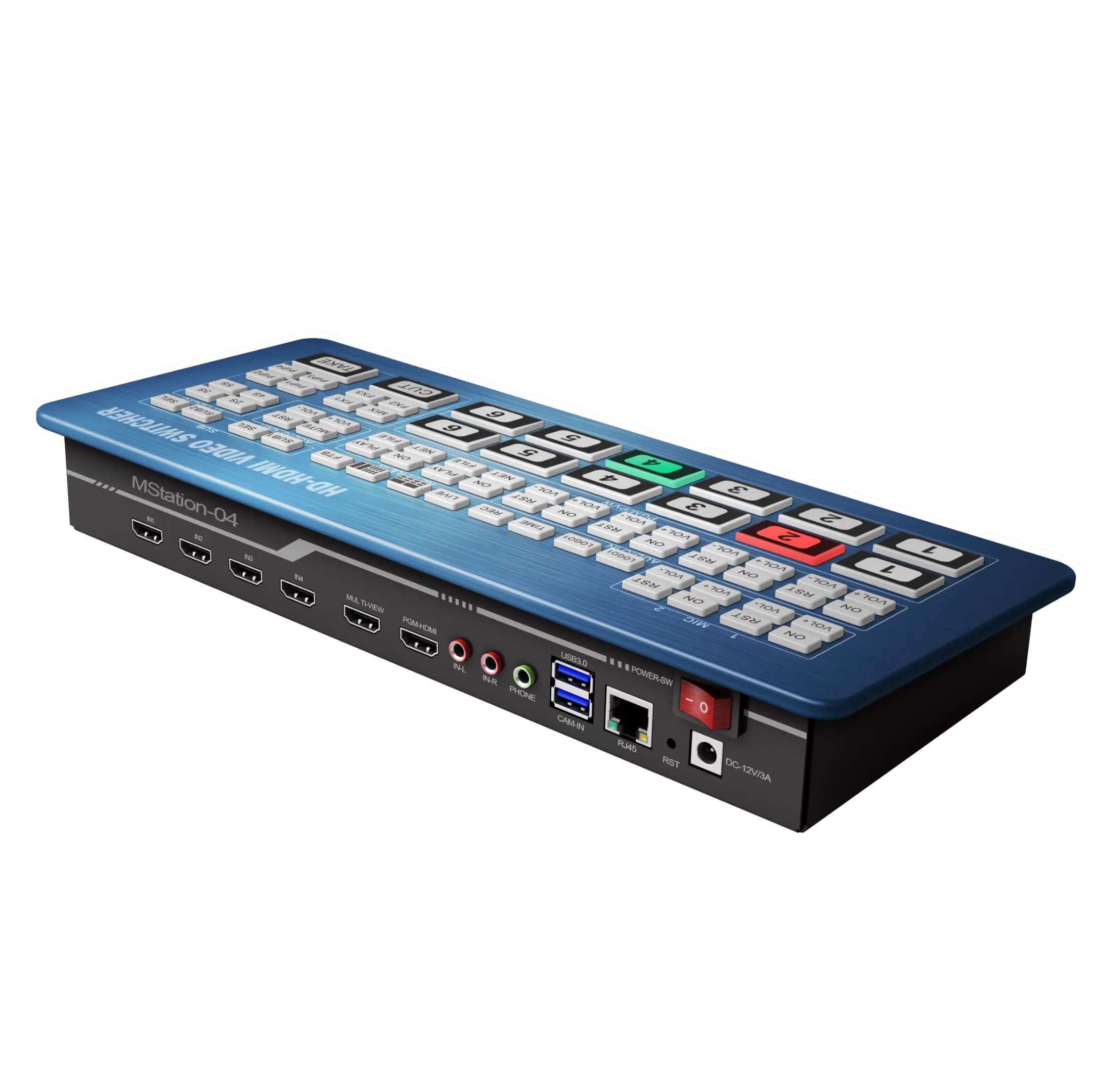 Top quality 4 platforms same time live streaming 6 Channel Portable recording audio video mixer Multi Format usb Video Switcher