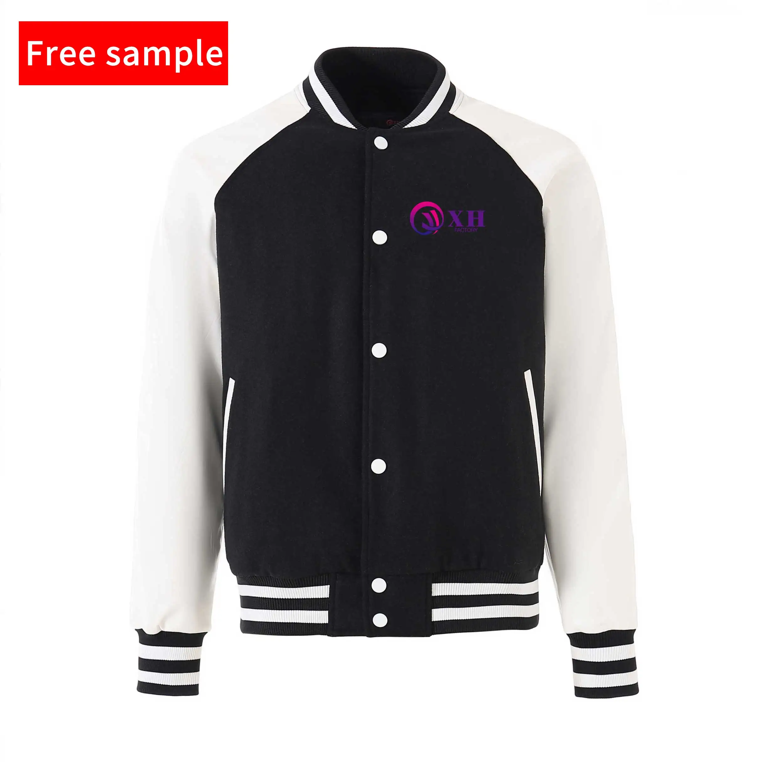 Casual Embroidered Windproof Wool Leather Sleeves Letter man Baseball sport College Plus Size stand neck Varsities bomber Jacket