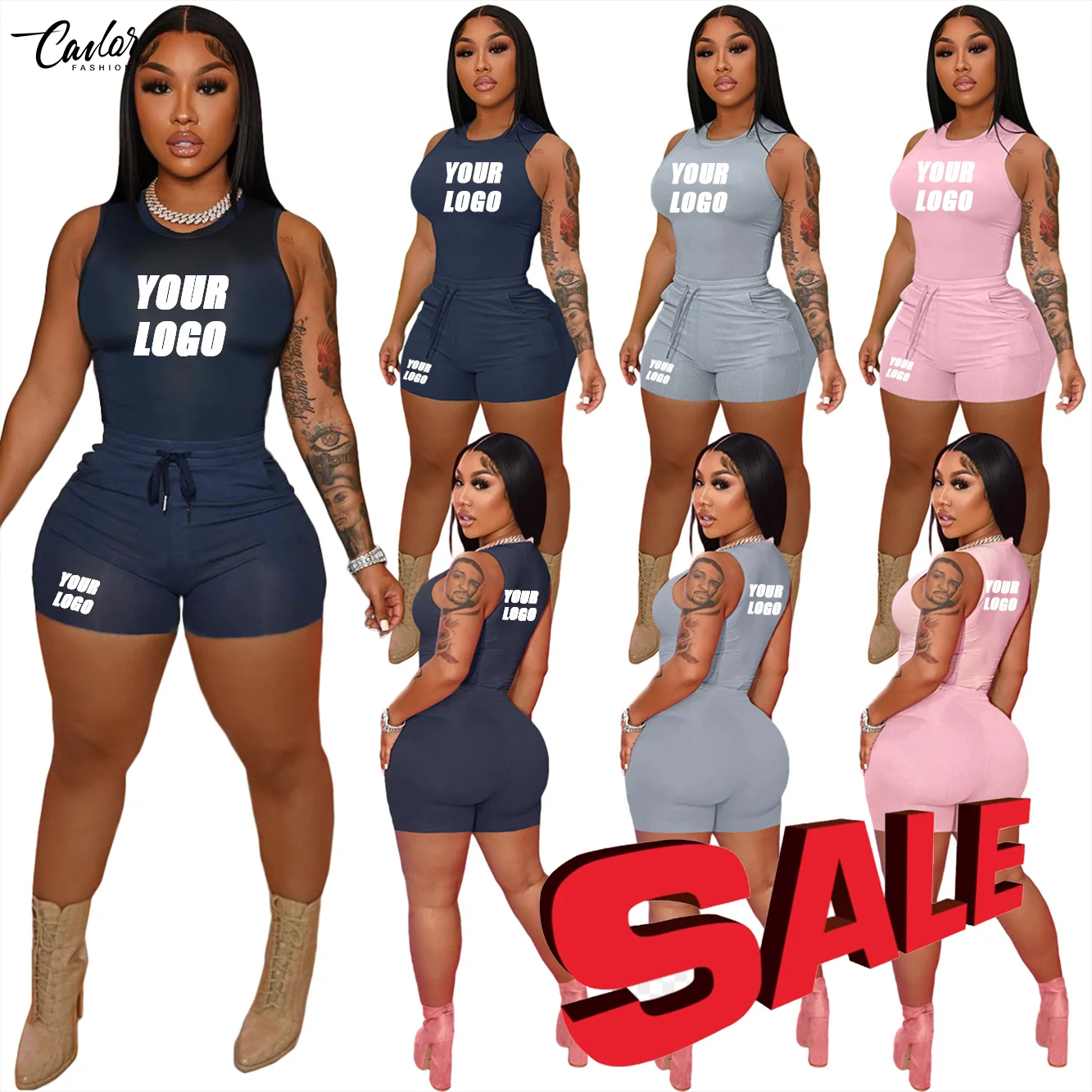 Изготовленный на заказ логотип Женская Футболка костюмы модные короткие комплект одежды свободного покроя, джинсы в стиле пэчворк с изготовленным на заказ логосом укороченный топ 2 шт. комплект из двух предметов, комплект со штанами