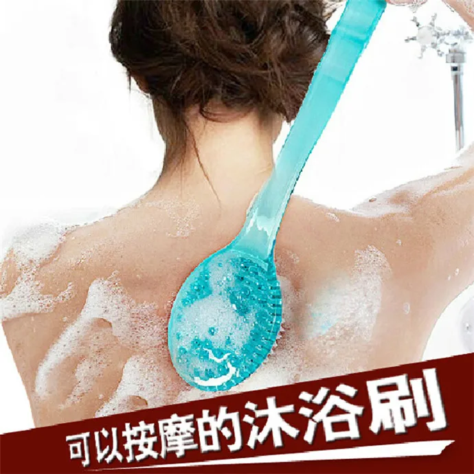 
Bathroom Shower Long Handle Soft Scrubber Back Brush with massage point 