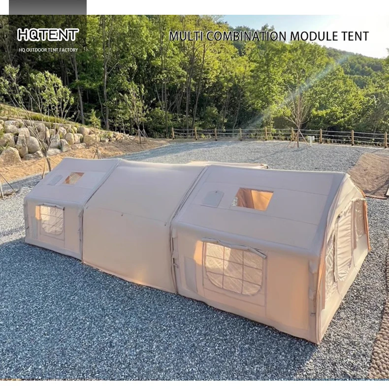 9+8.5 320g TC Cotton Tents 420D Oxford Waterproof Hiking Camping Outdoor Inflatable Tent Luxury Air Event with Quadrangle Tarp