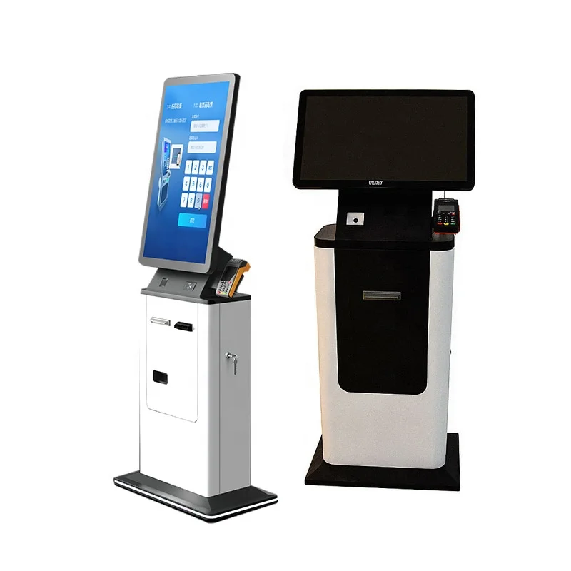 Crtly 32inch touch screen kiosk with thermal printer passport scanner atm cash machine self service hotel check in payment kiosk