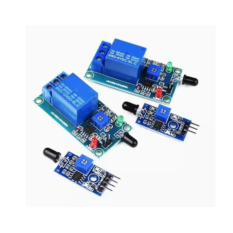 QXW IR Infrared 1 Channel 5V 12V Flame Detection Sensor Module Fire Alarm Sensor Relay Module