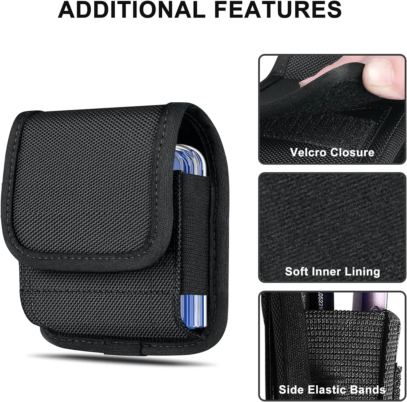 Flip Phone Pouch Belt Holster Case for Samsung Galaxy Z Flip 5G/Flip 3/Flip 4/ Flip 5/ Flip 6, Motorola Razr/Razr 40 50 Ultra