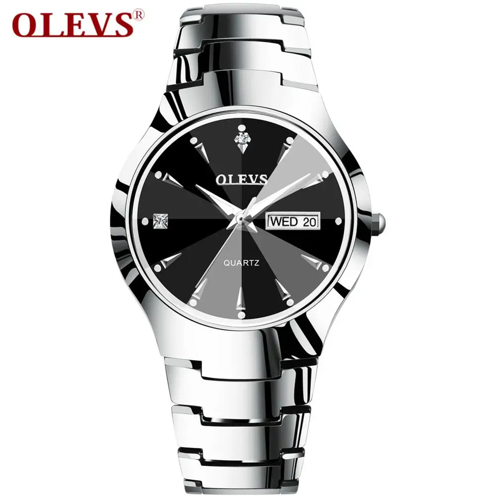  OLEVS 6897 модные наручные часы для влюбленных минималистичные кварцевые со стразами мужчин и женщин с стальным ремешком корпусом из сплава