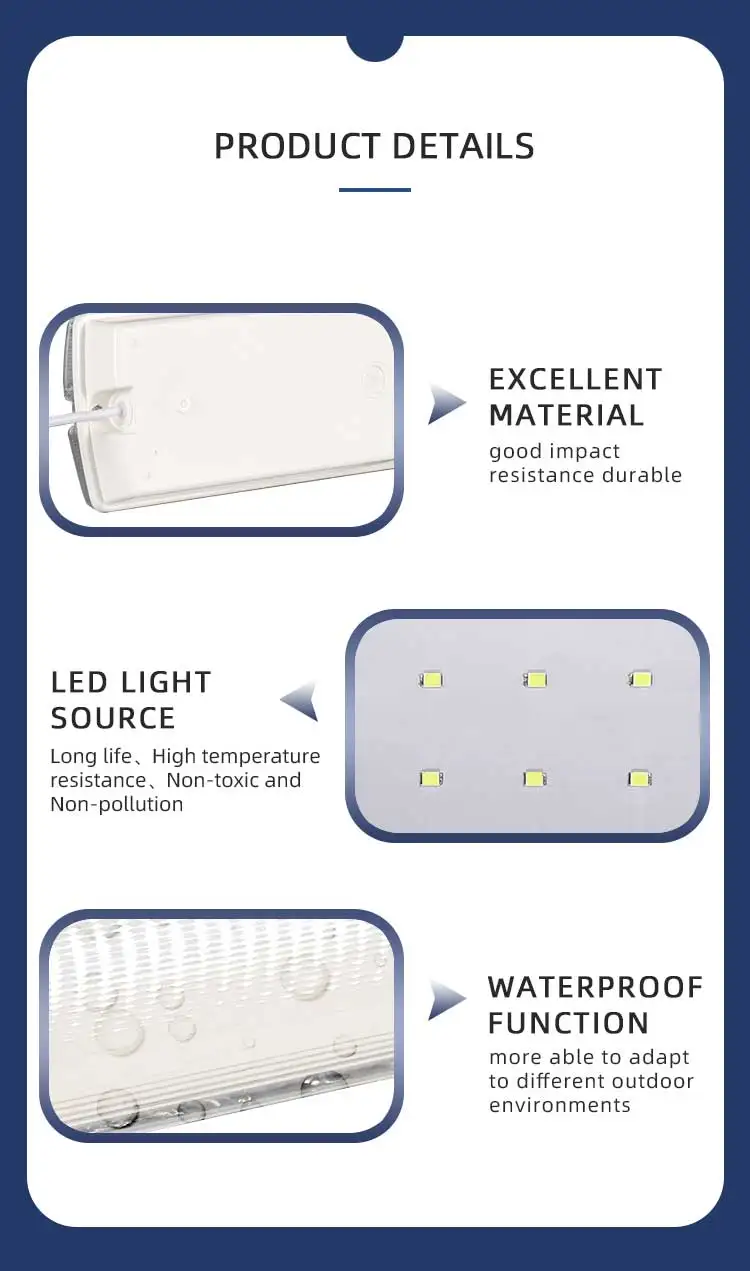 Wholesale 3W Emergency Battery Led Light Smd Plastic Lamp with exit sign turbo light kit