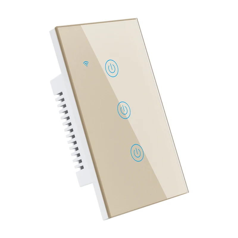 US 3 Gang 3 Way Wifi Light Switch Google Home Smart Remote Control Light Switch Electric Alexa Glass Panel Switch Touch