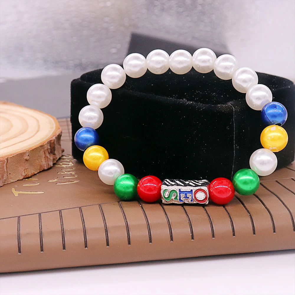 2024 New Arrival Masonic Jewelry Order Of The Eastern Star Design Colors Peal Making Beaded OES Ladies Elastic Bracelet