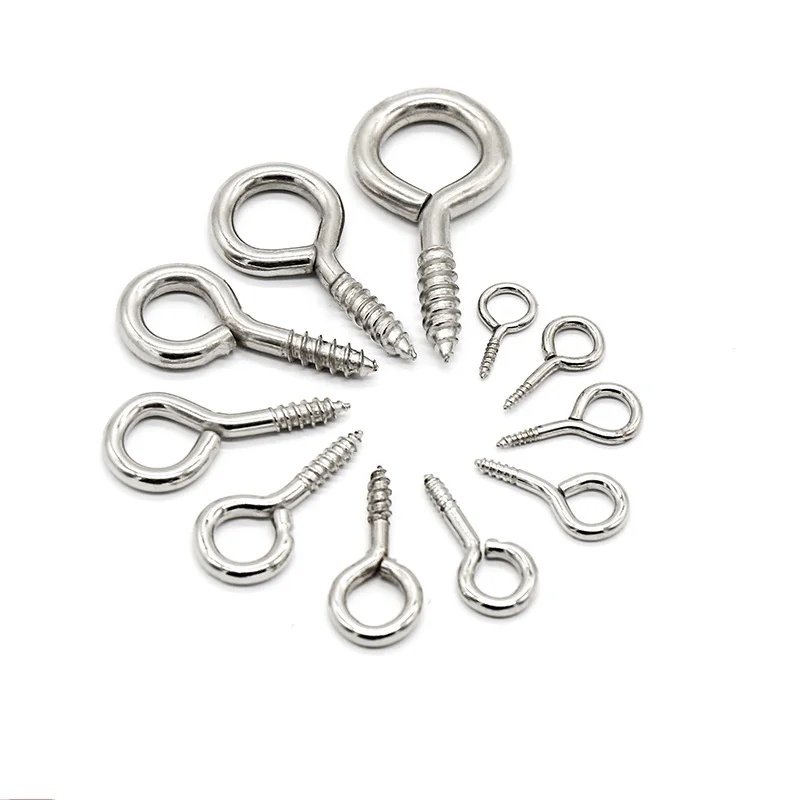 Metal Eye Hook Heavy Duty Screw Eye Lag Thread Eyebolt Small Eyelet Screw