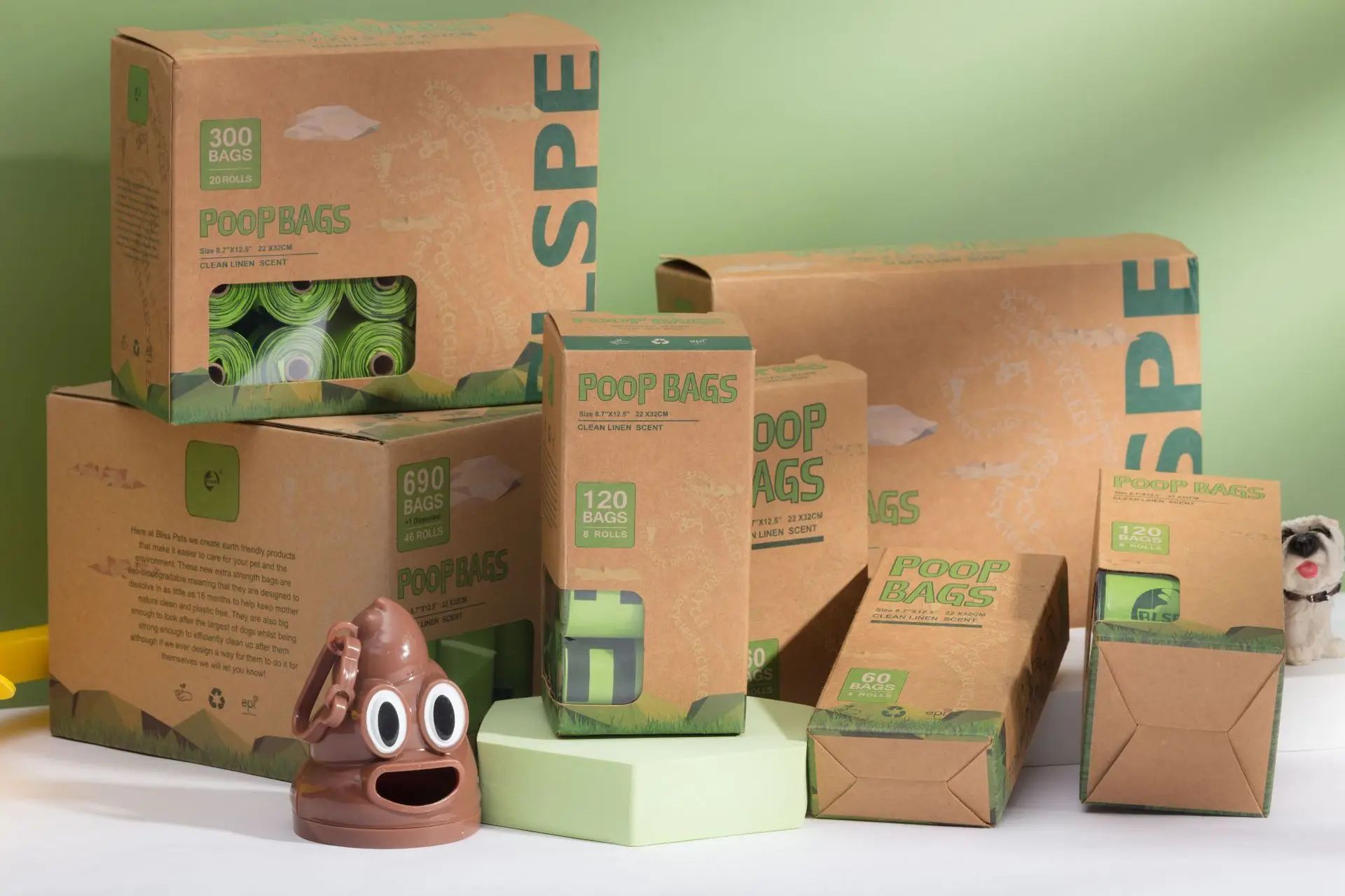 Hot selling 100% Degradable Biodegradable Cornstarch Compostable Plastic Garbage Bag Pet Dog Waste Poop Bag