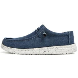 World-win best sells custom canvas shoes comfortable low-cut canvas moccasins loafers for men