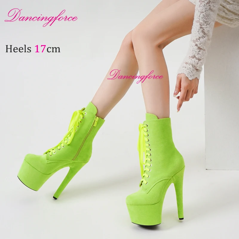17CM Round Toe Winter Women Boots Faux Suede Sexy Pole Dance Boots Nightclub Model Catwalk Platform dancing Shoes women
