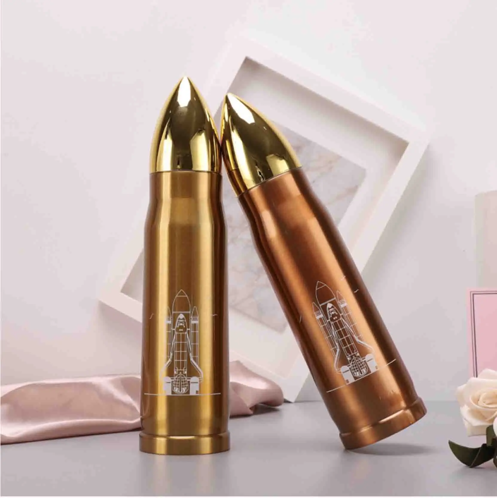 Creative hot sale 500ml rocket flask double wall water bottle stainless steel water bottle rocket