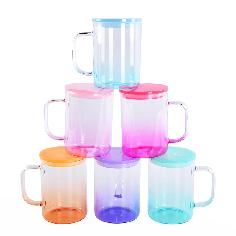 Hot Sale Bulk Can Jars 16Oz 17oz Reusable Travel Ice Glass Tumblers Mug For Cold Coffee Bubble Tea Boba With Handle