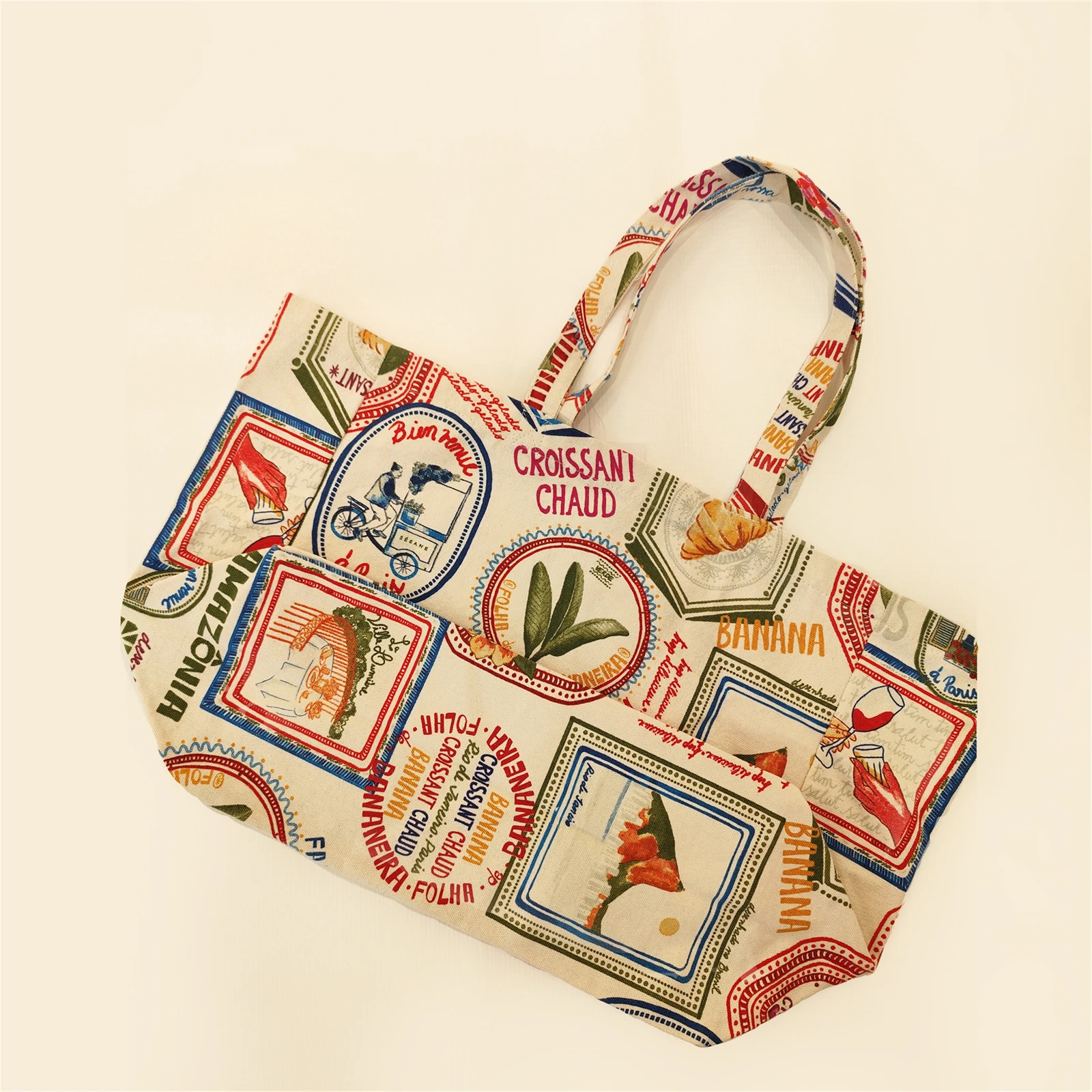 Fashion Large Capacity Hobo Bag Eco-friendly Canvas Shoulder Bag Foldable Cotton Shopping Tote Bag for Girls Sac Fourre-tout