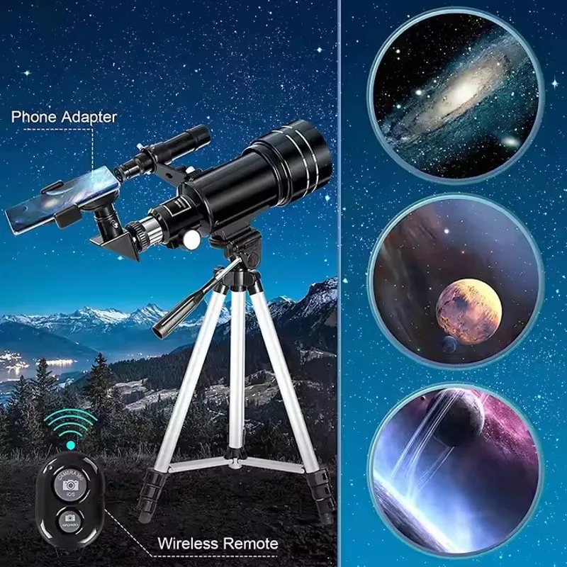 Phenix D70400 Professional Outdoor Telescope 60mm Aperture Refractor with Camera Tripod for Star Observations