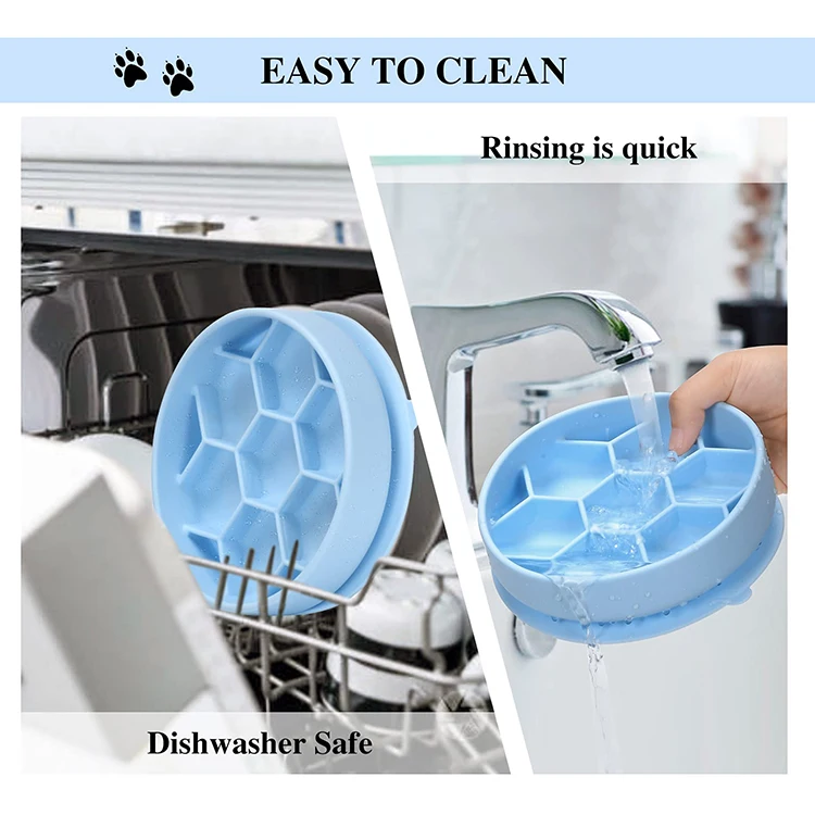 Pet Slow Food Bowl Suction Cup Honeycomb Slow Food Dog Bowl Food Plate Dog Anti-choking Single Bowl Non-slip Silicone Rounded