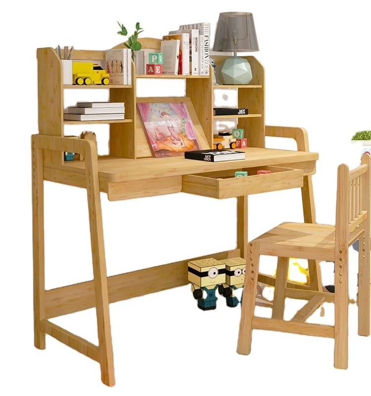 
Supply High Quality Natural Bamboo Adjustable School Table and Chair For Kids 