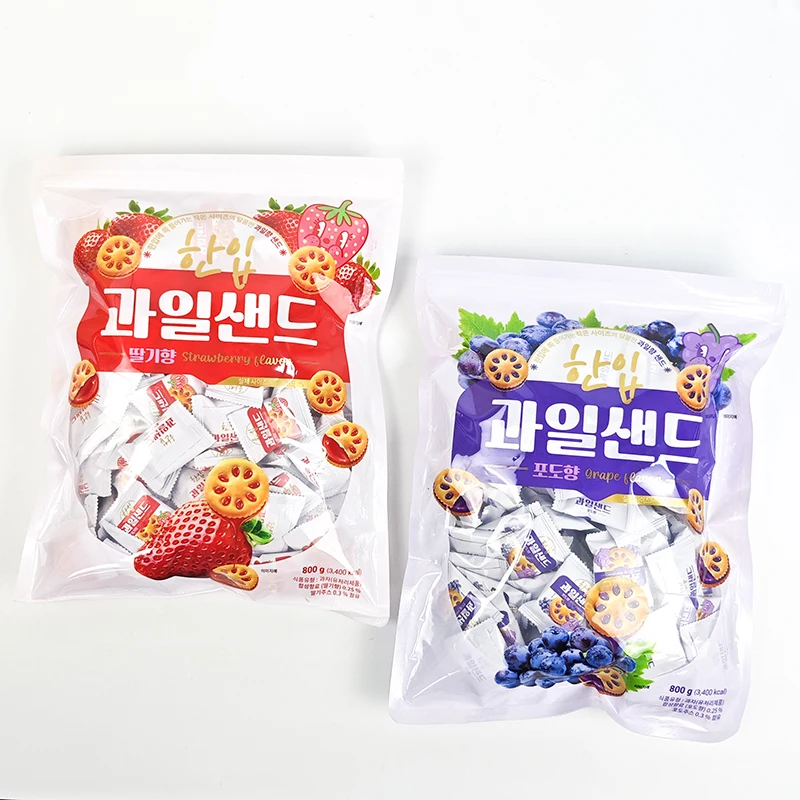 800g New design Jam filling sandwich cracker fresh fruit jam biscuits snacks