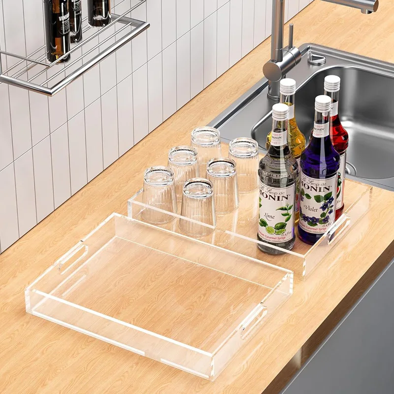 factory wholesale custom size square clear plexiglass acrylic tray