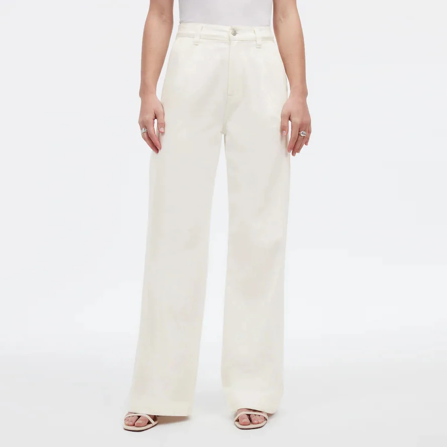 New Fashion High Quality Casual Cowboy Cargo Pants White High Waist Loose jeans pants for women