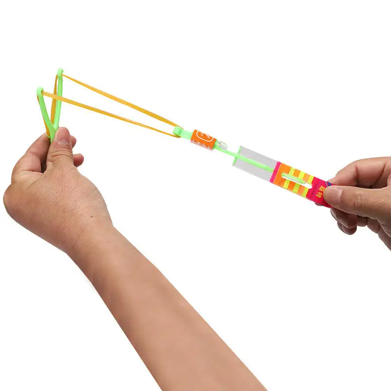 Slingshot Copters Amazing Arrow Helicopter Outdoor Game Glow Supplies for Kids Rocket Slingshot Flying Copters