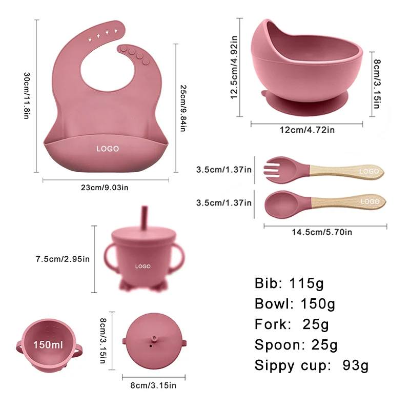 New Design 6 Pieces Food Grade Non-toxic Complementary Food Crab Plate Tableware Bpa Free Baby Silicone Baby Feeding Set