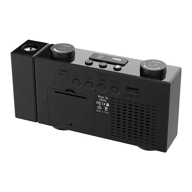 NEW mold USB rechargeable digital alarm clock with radio, alarm clock radio with projection display