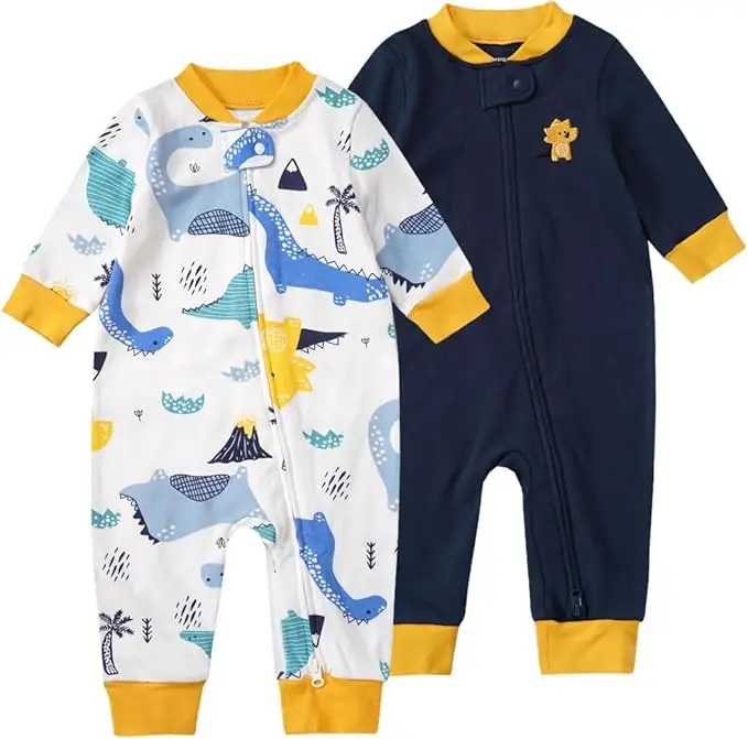 BKD Customized French Terry Baby Romper Thick Cotton Toddler Jumpsuit Double Way Zipper Infant Playsuit Set Daily Baby Rompers