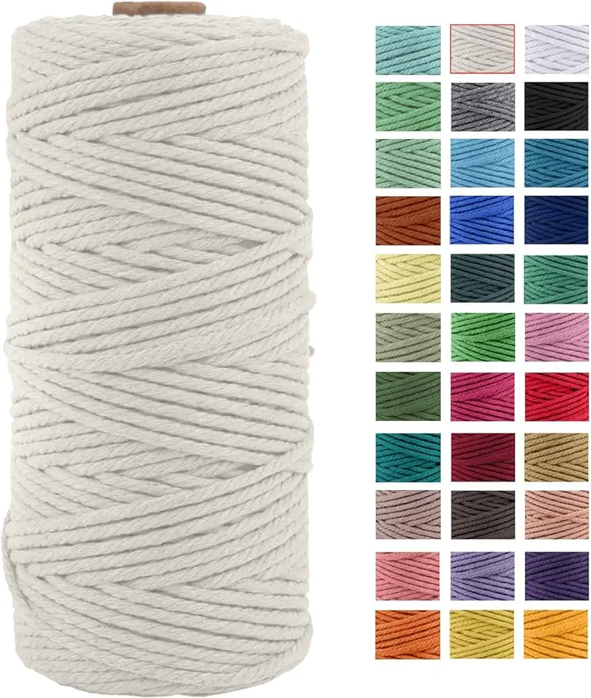 Hot Selling Chunky 3-5mm 100m Twisted 100% Cotton Rope Macrame Cord Diy Crochet Knitting Yarns